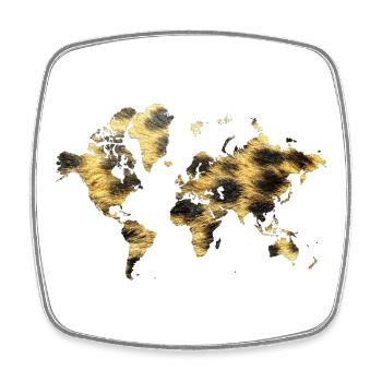 Carte du monde : Motif animal - Magnet carré - blanc - Devant