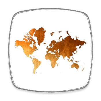 World Map Golden Earth Design - Square fridge magnet - white - Front