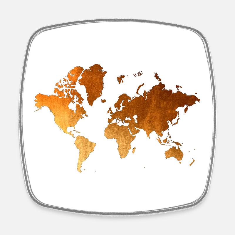 Carte du monde : Conception de la Terre dorée - Magnet carré - blanc