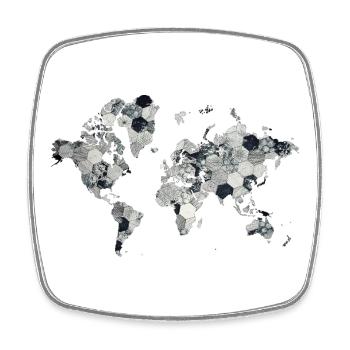 World Map Mosaic Design - Square fridge magnet - white - Front