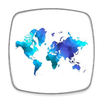 World Map Blue Dreams - Square fridge magnet - white - Front