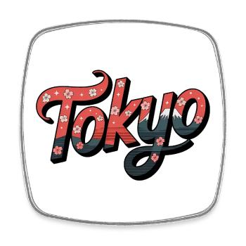 Tokyo - Vintage Japanese Logo - Square fridge magnet - white - Front