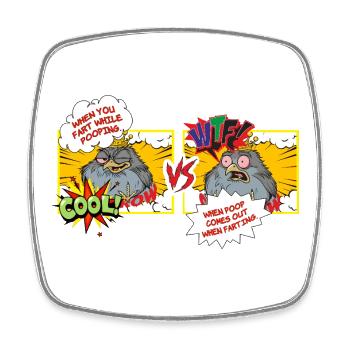 Vogelwitz: Fäkal-Showdown Cartoon - Viereckiger Kühlschrankmagnet - Weiß - Vorne