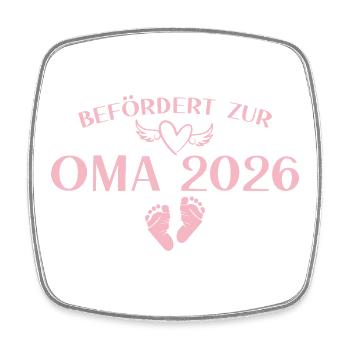 Großeltern 2026 Befördert zur Oma - Babyparty - Viereckiger Kühlschrankmagnet - Weiß - Vorne