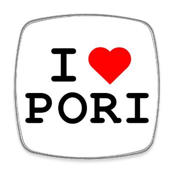 I love Pori - Ich liebe Pori - Viereckiger Kühlschrankmagnet - Weiß - Vorne