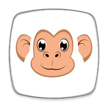Cute Cartoon Monkey Face Happy Chimp Costume - Square fridge magnet - white - Front