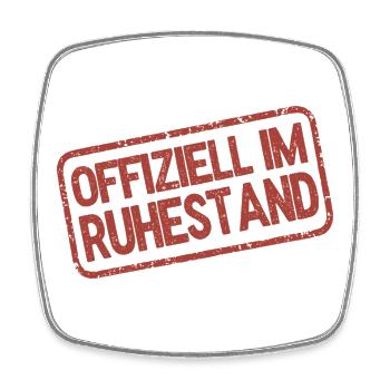Officially Retired - Stamp - Square fridge magnet - white - Front
