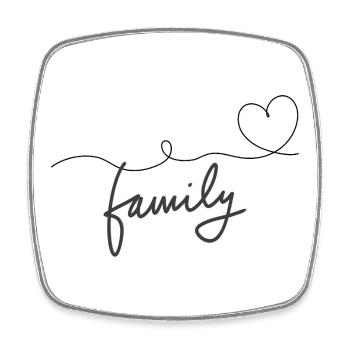 Family Heart Design – Minimaliste & Moderne - Magnet carré - blanc - Devant