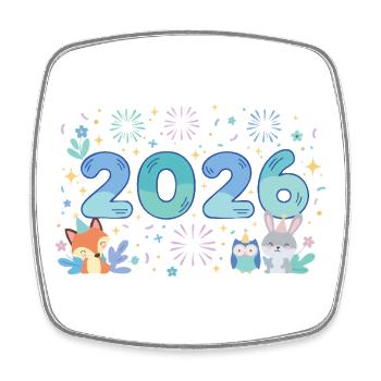 Silvester-Feier-Design 2026 - Viereckiger Kühlschrankmagnet - Weiß - Vorne