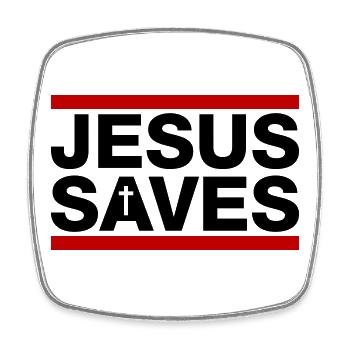 Jésus sauve Christian en disant - Magnet carré - blanc - Devant