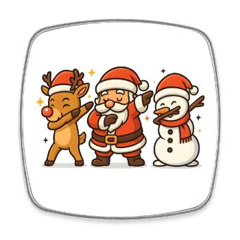 Weihnachtsmann Rentier Schneemann Dabbing - Viereckiger Kühlschrankmagnet - Weiß - Vorne