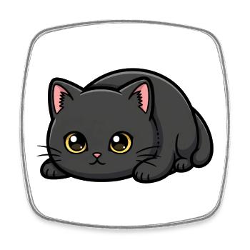 Midnight Whisker Kitten - Viereckiger Kühlschrankmagnet - Weiß - Vorne