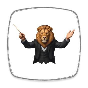 LION CONDUCTOR - animals - Square fridge magnet - white - Front
