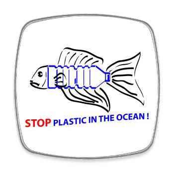 Fisch und Plastik - Viereckiger Kühlschrankmagnet - Weiß - Vorne