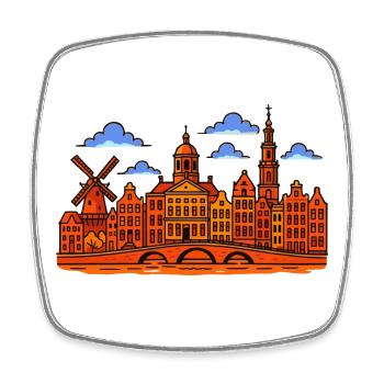 Amsterdam Skyline - Magnet carré - blanc - Devant