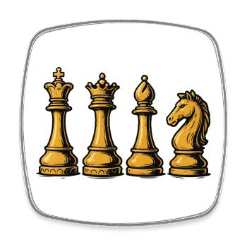 Royal Chess Pieces Vintage - Square fridge magnet - white - Front