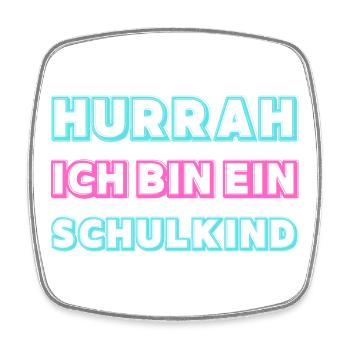 Hurra Schulkind Neon Schriftzug Mädchen - Viereckiger Kühlschrankmagnet - Weiß - Vorne