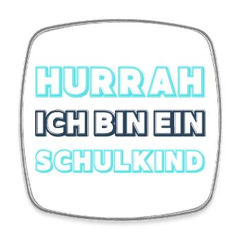 Hurra Schulkind Neon Blau Junge  - Viereckiger Kühlschrankmagnet - Weiß - Vorne