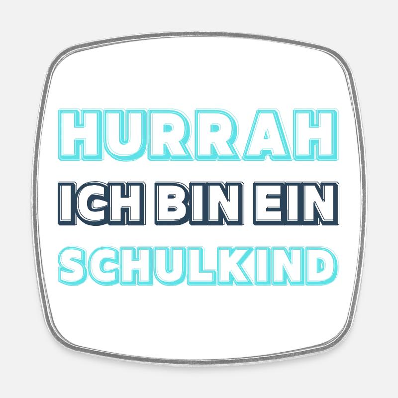 Hooray Schoolchild Neon Blue Boy - Square fridge magnet - white
