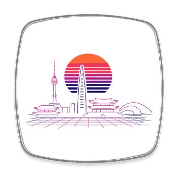 Sonnenuntergang Skyline Neon Asia Seoul - Viereckiger Kühlschrankmagnet - Weiß - Vorne