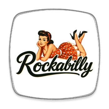 Rockabilly Oldtimer Auto Pin Up Girl Geschenk - Viereckiger Kühlschrankmagnet - Weiß - Vorne