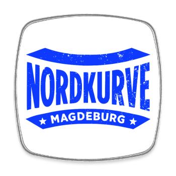 Magdeburg Stadion Fan Hoodie, Shirt, Tasche; Cap - Viereckiger Kühlschrankmagnet - Weiß - Vorne
