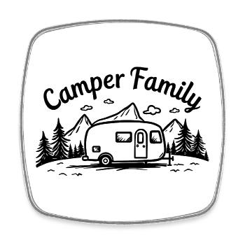 Camper Family Campingbus Berge Abenteuer - Viereckiger Kühlschrankmagnet - Weiß - Vorne