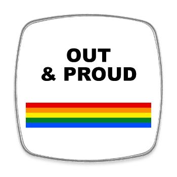 Out & Proud Regenbogen Flaggen Design - Viereckiger Kühlschrankmagnet - Weiß - Vorne