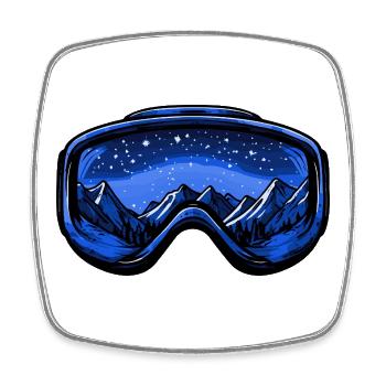 Skibrille Berge - Viereckiger Kühlschrankmagnet - Weiß - Vorne