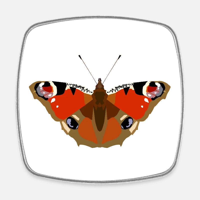 Papillons : Le papillon paon - Magnet carré - blanc
