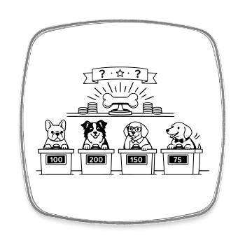 Quiz Dog Line Art - Square fridge magnet - white - Front