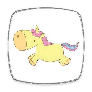 Cute Yellow Unicorn – Kawaii Fantasy Design - Square fridge magnet - white - Front