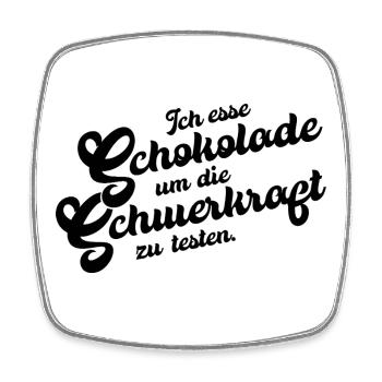 Chocolate Gravity Test - Square fridge magnet - white - Front