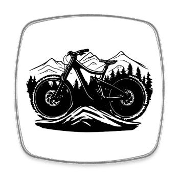 Mountainbiken - Viereckiger Kühlschrankmagnet - Weiß - Vorne
