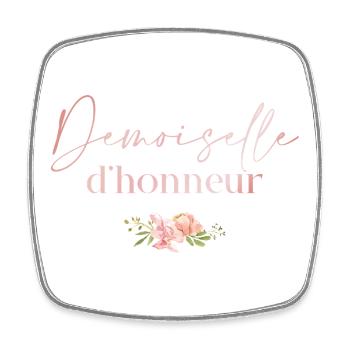Demoiselle d'honneur florale - Magnet carré - blanc - Devant