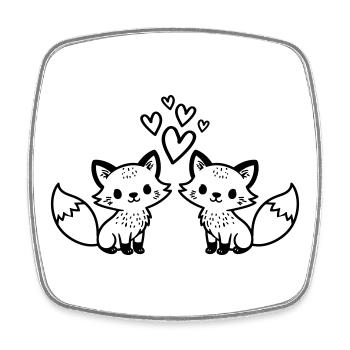 Fuchs Paar Herzen Liebe - Viereckiger Kühlschrankmagnet - Weiß - Vorne