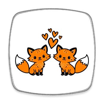 Amour du couple renard - Magnet carré - blanc - Devant