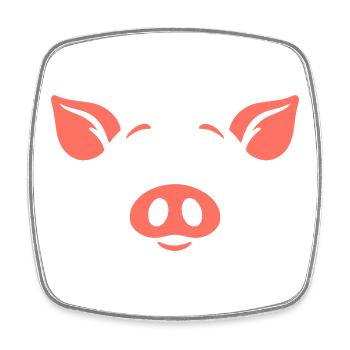 Ferkel | Big Face Kostüm Karneval Verkleidung - Viereckiger Kühlschrankmagnet - Weiß - Vorne