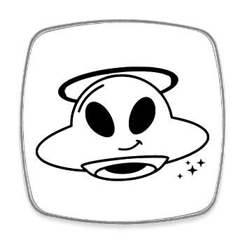 Cute Alien Head Kawaii Vector - Square fridge magnet - white - Front