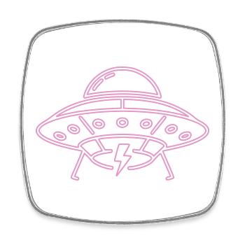 UFO Neon Pink Blitz Party Techno Vektor - Viereckiger Kühlschrankmagnet - Weiß - Vorne