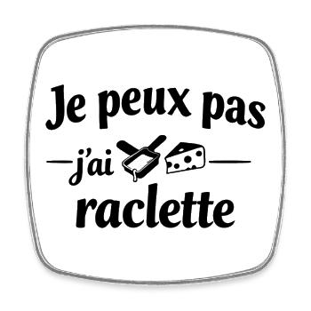I Can't I Raclette – Winterhumor Spaß - Viereckiger Kühlschrankmagnet - Weiß - Vorne
