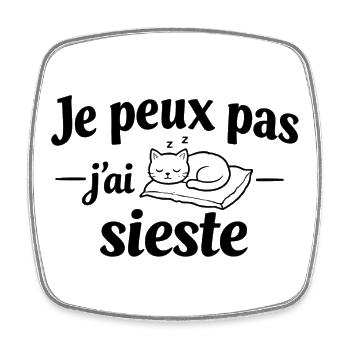 I can't I took a nap – Humor relaxing relax - Square fridge magnet - white - Front