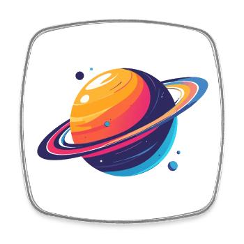 Planète néon Planète Cosmos avec l’Anneau et les Lunes - Magnet carré - blanc - Devant