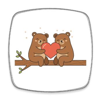 Bären Liebe – Süßes Kawaii Paar Design - Viereckiger Kühlschrankmagnet - Weiß - Vorne