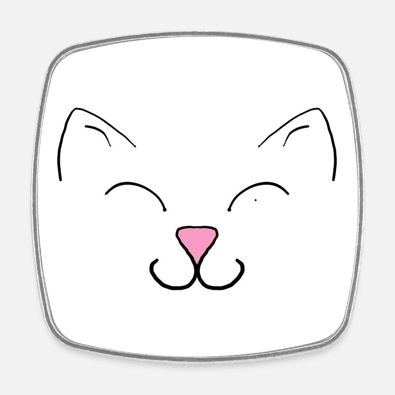 chat - Magnet carré - blanc
