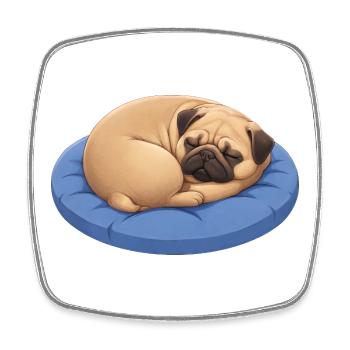 Süßer Mops Cartoon Hund Kuscheln Ausruhen - Viereckiger Kühlschrankmagnet - Weiß - Vorne