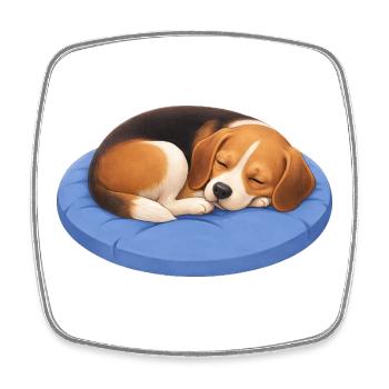 Cute Beagle Cartoon Cuddle Sleeping Chillout - Square fridge magnet - white - Front