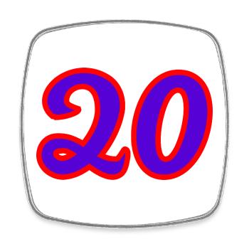 20. 20 ANS. 20e ANNIVERSAIRE. ANNIVERSAIRE 20 ANS. - Magnet carré - blanc - Devant