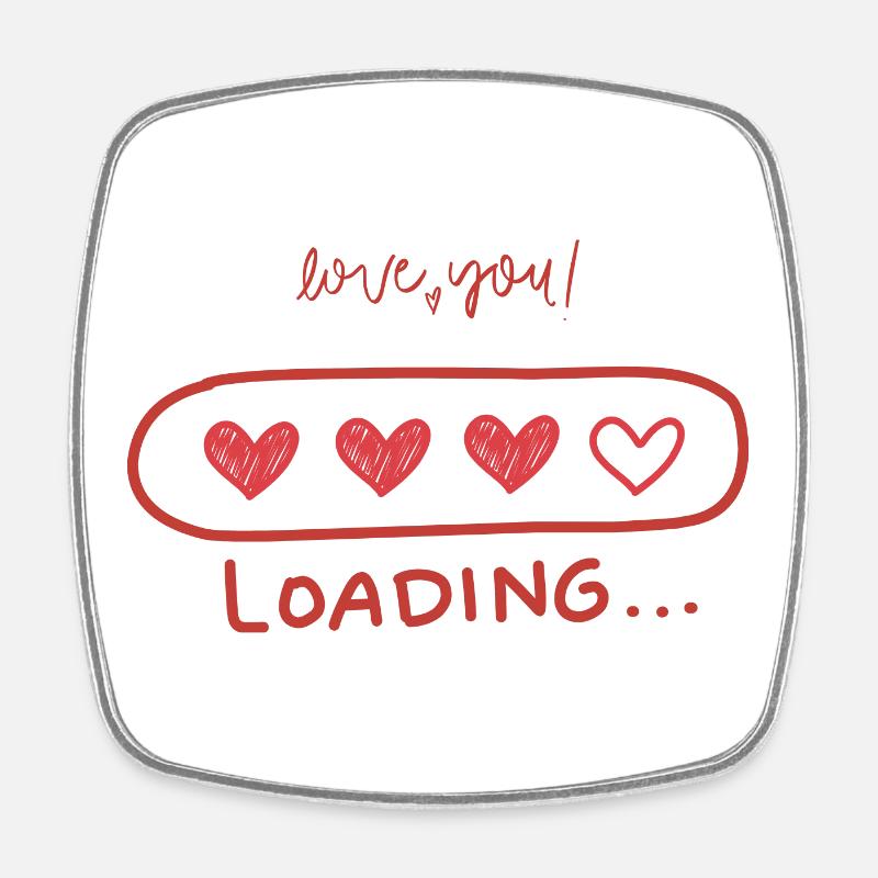 Herz-Loading Liebe - Viereckiger Kühlschrankmagnet - Weiß