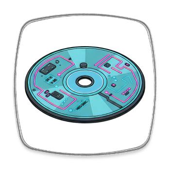 Digitale Zukunft Computer 90er Retro Design - Viereckiger Kühlschrankmagnet - Weiß - Vorne